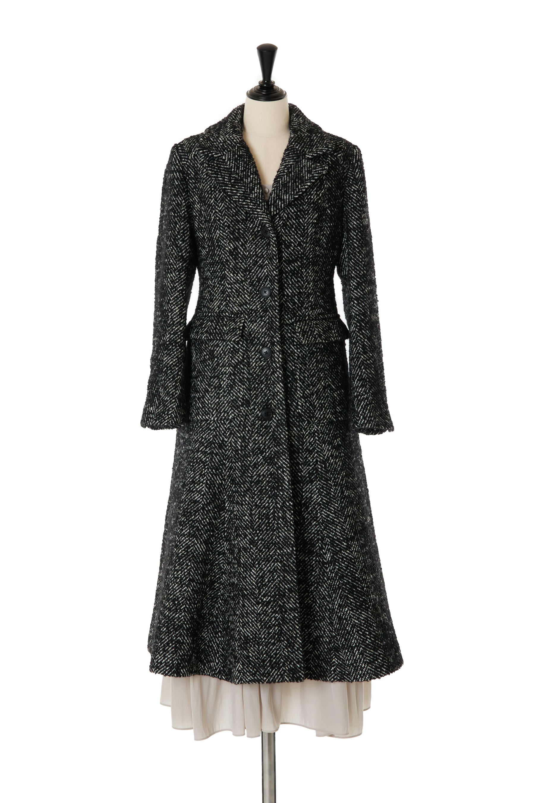 Herringbone Wool-Blend Classic Coat