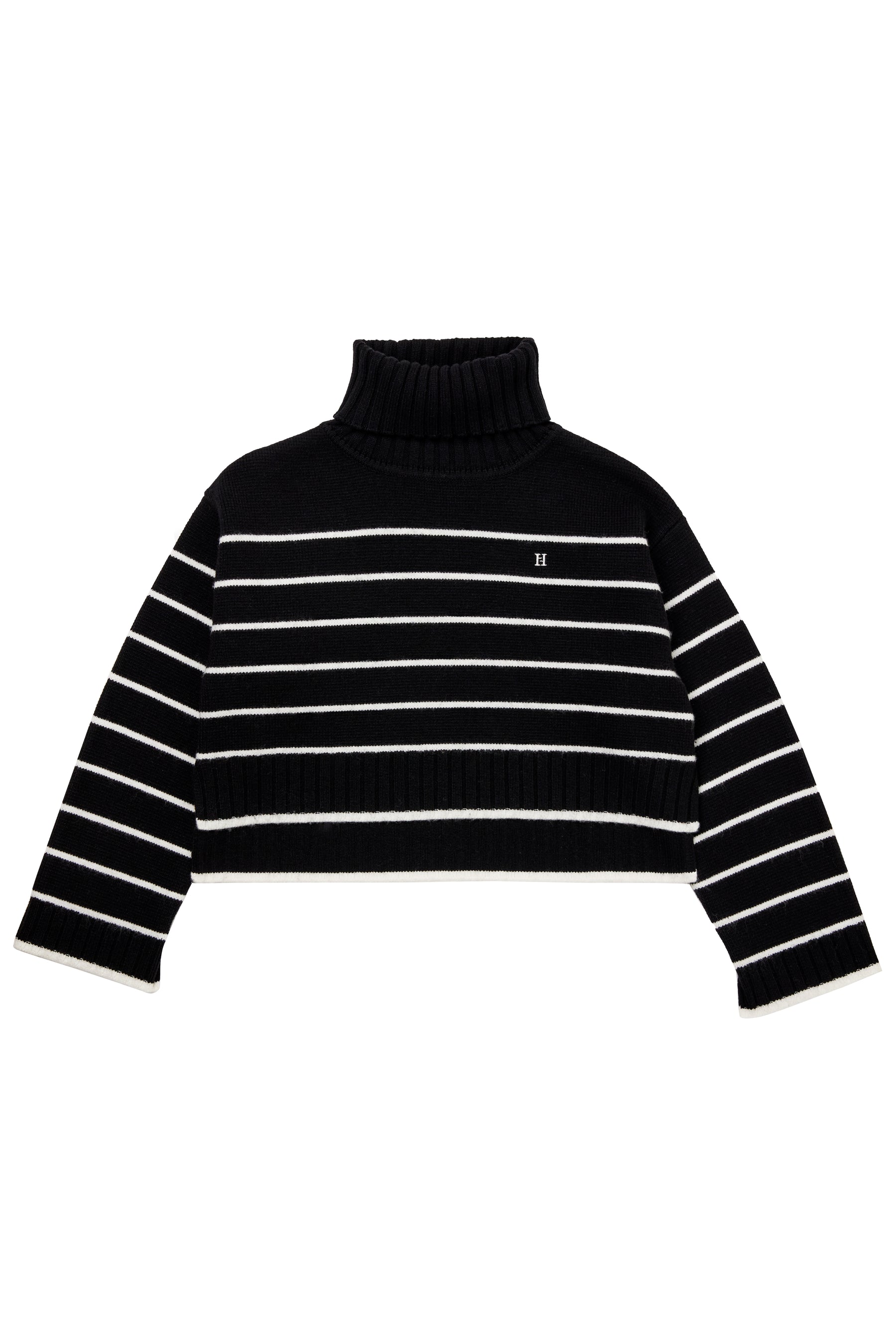 Striped Turtleneck Knit Pullover