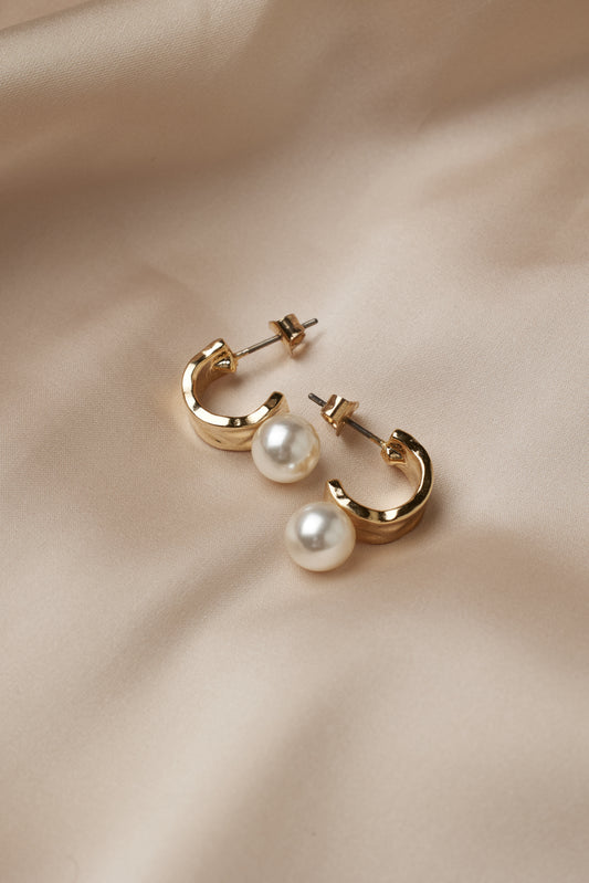 Gold Hoop Pearl Pierces
