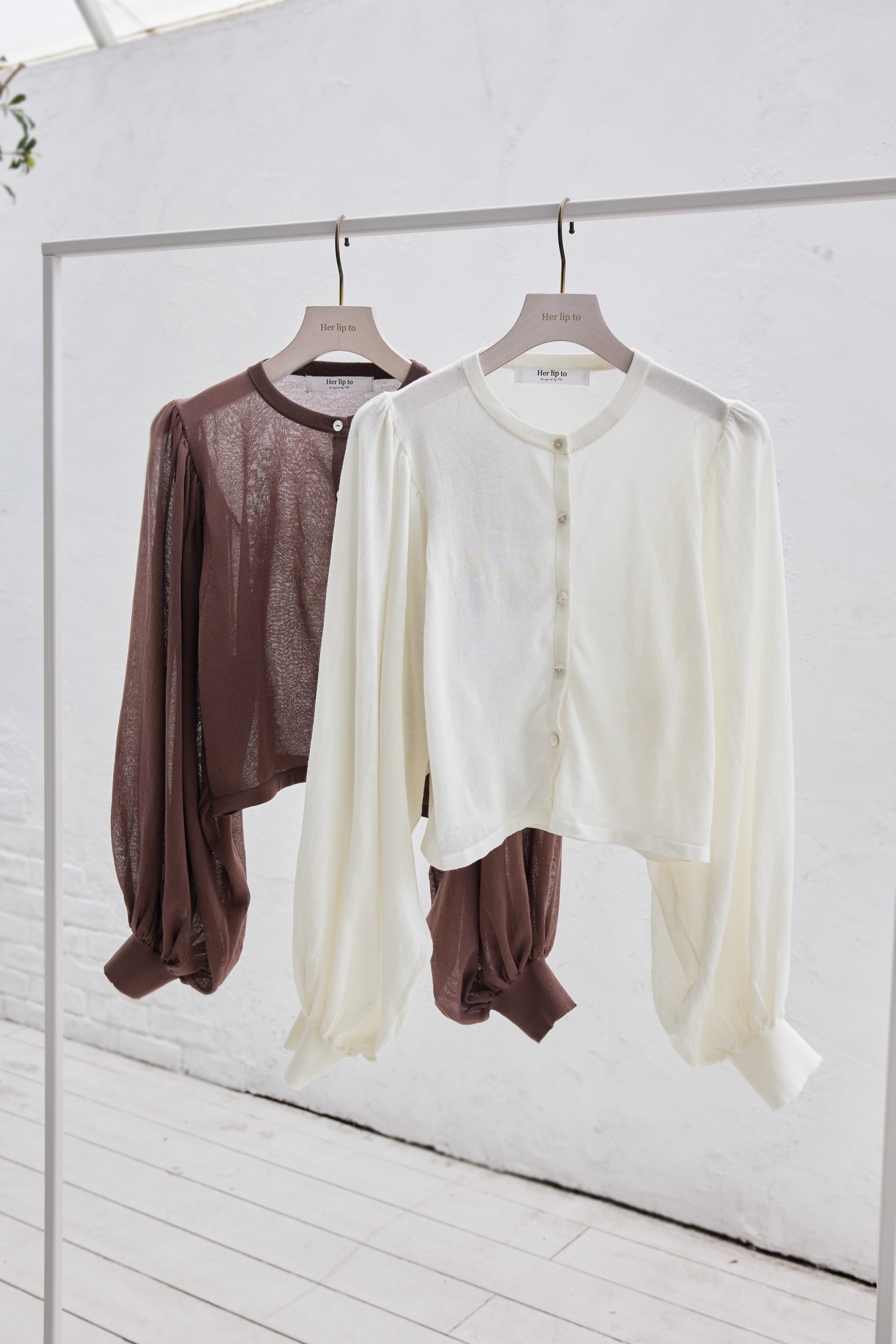 Volume Sleeve Sheer Knit Cardigan