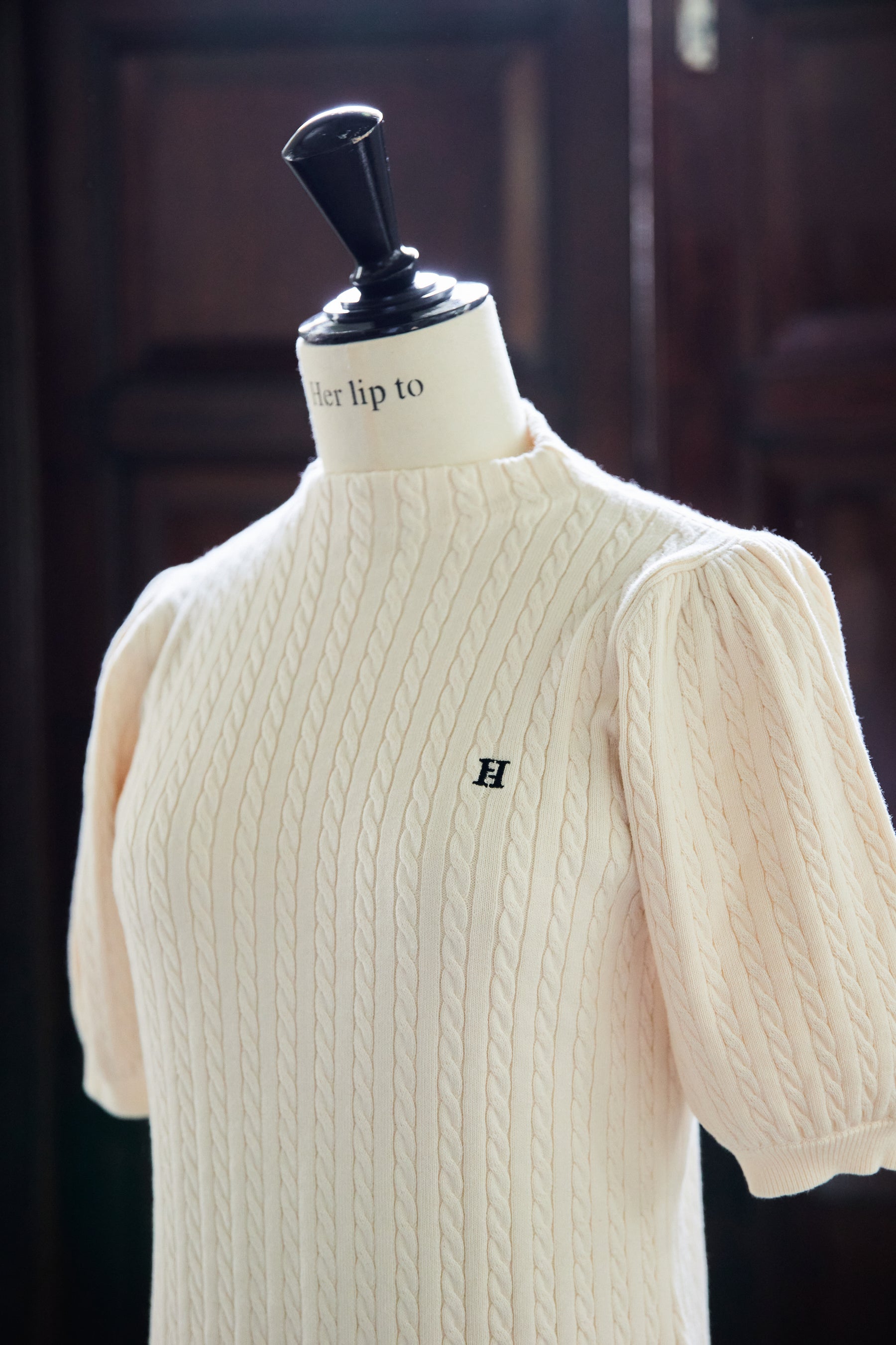 Puff Sleeve Cable Knit Dress