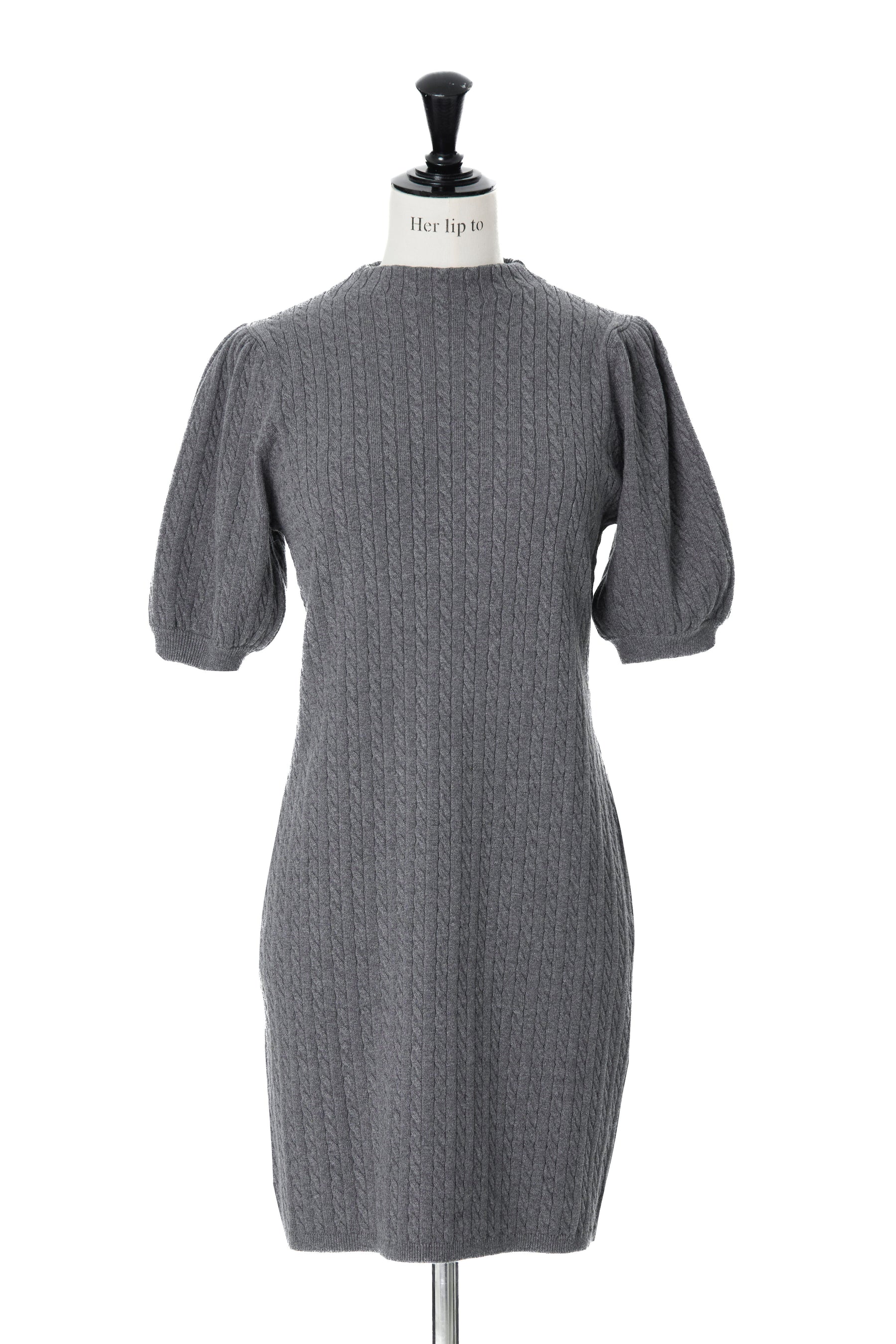 Puff Sleeve Cable Knit Dress