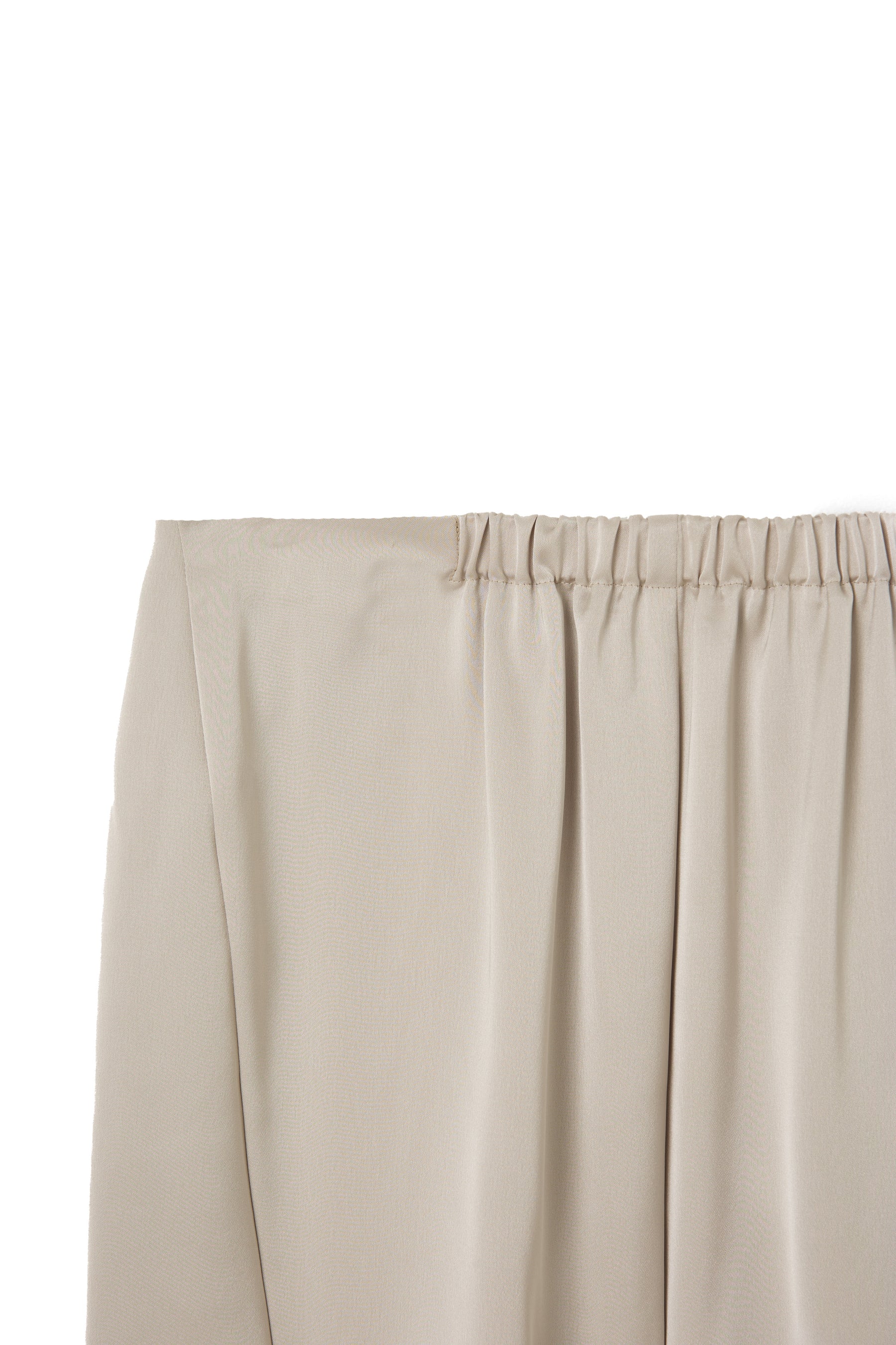 【ecru / moss】Asymmetry Hem Satin Skirt