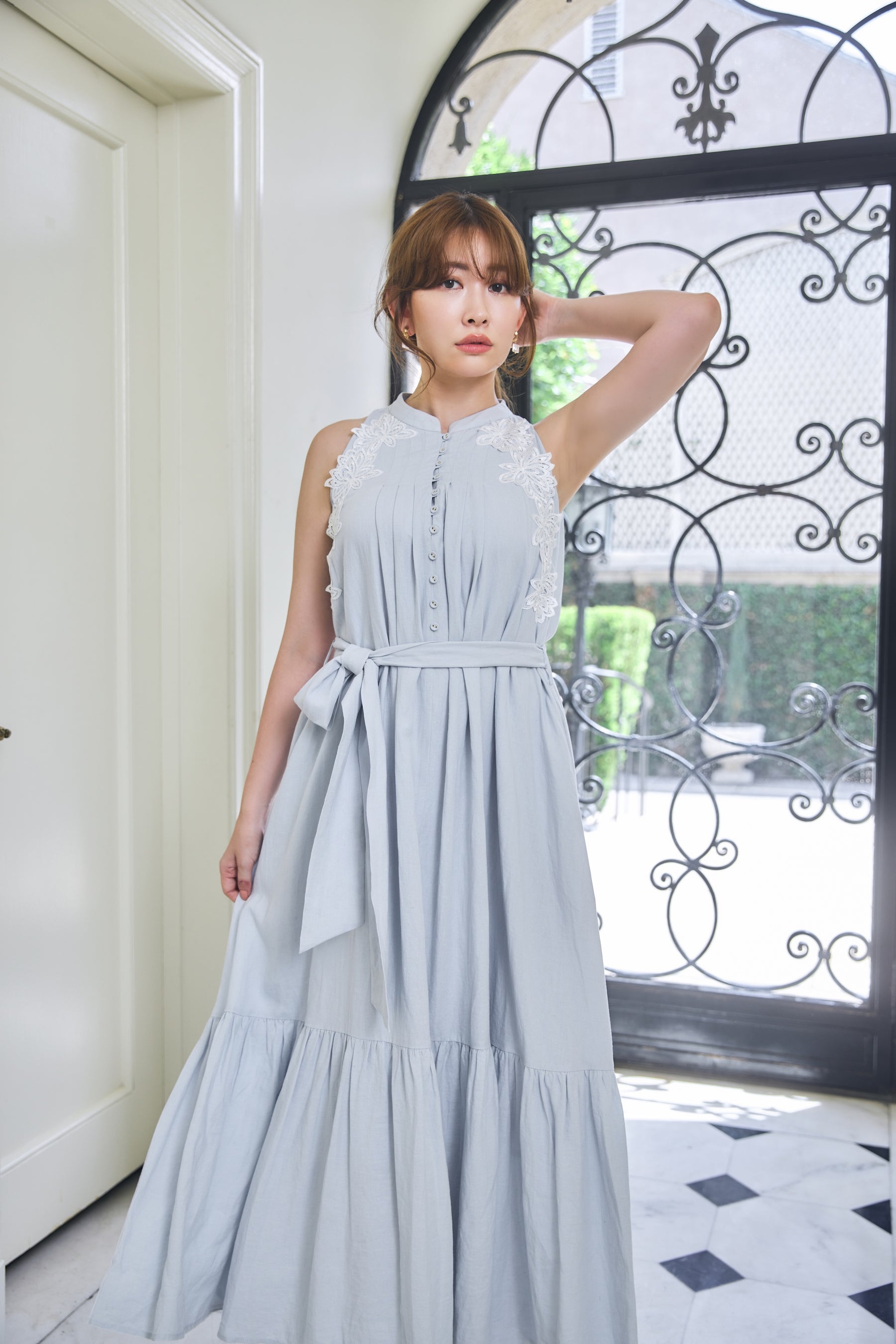 【9月上旬發送】【powder sky】Notting Hill Belted Dress