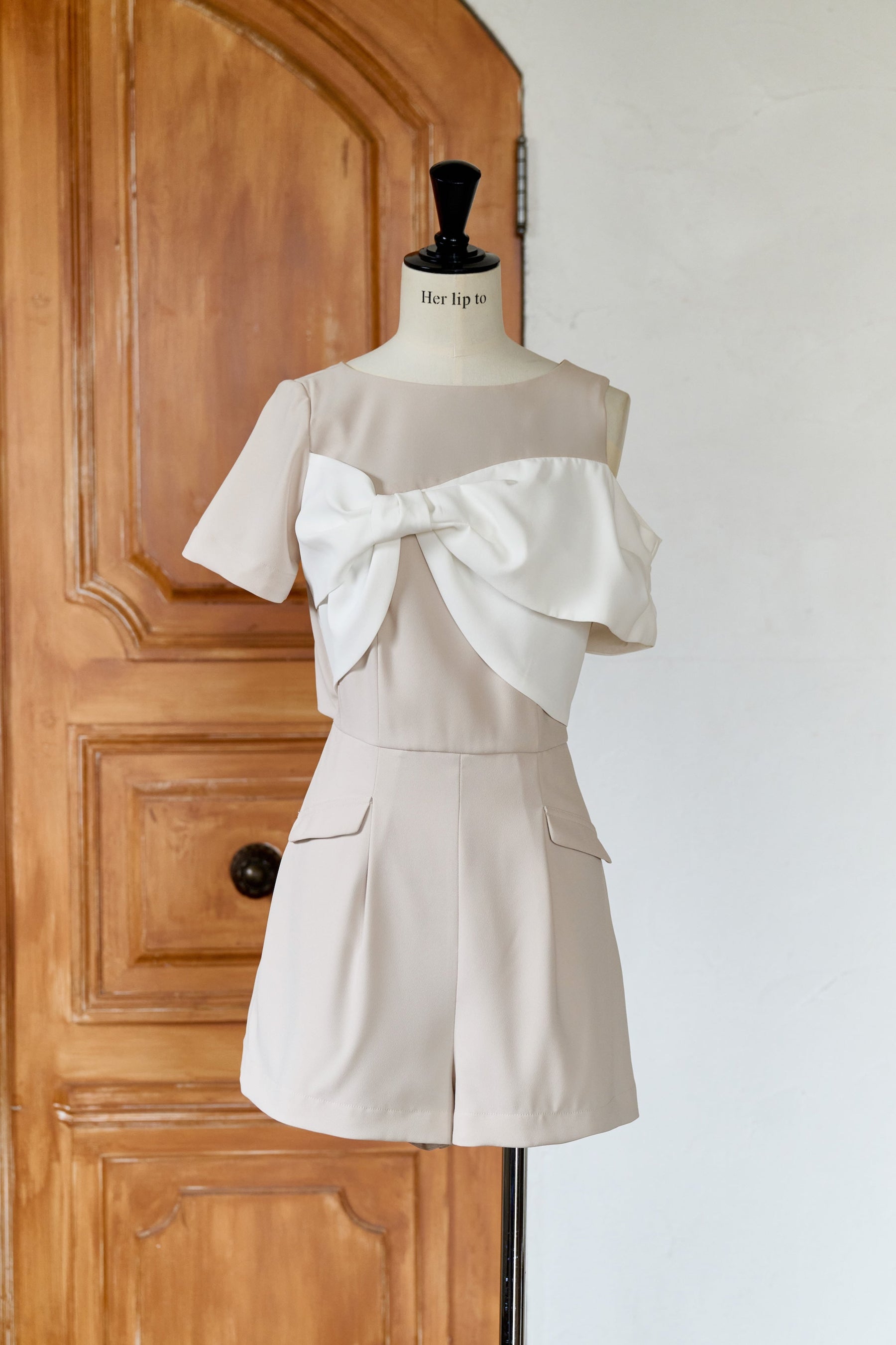 Bicolor Ribbon-Motif Romper