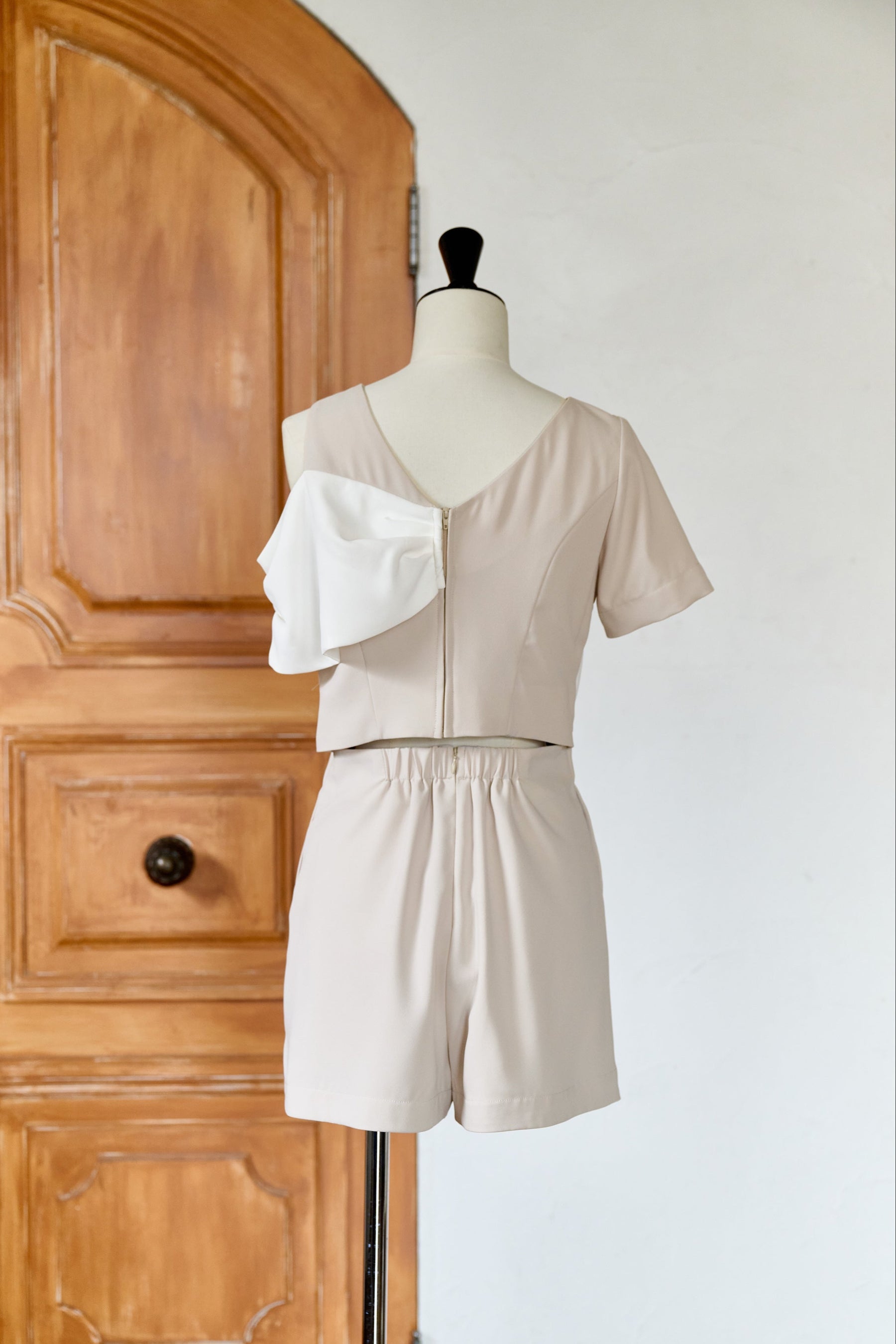 Bicolor Ribbon-Motif Romper