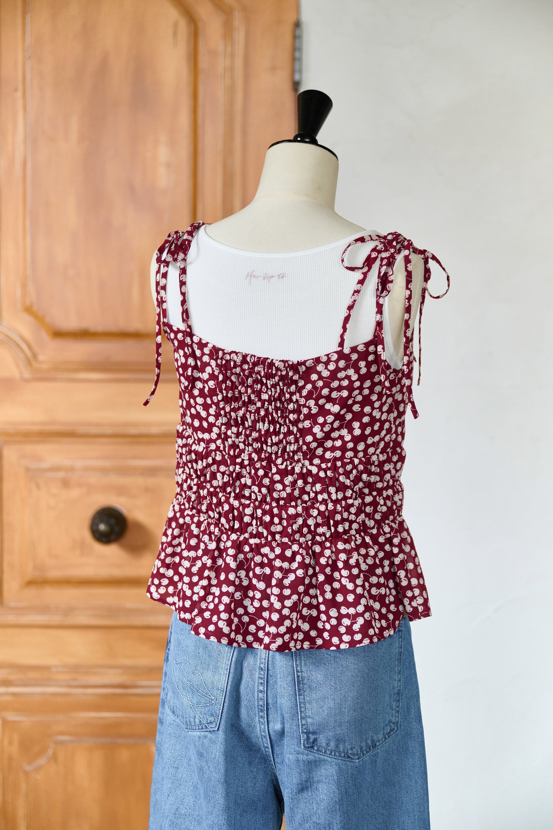 Cherry Pattern Strap Top