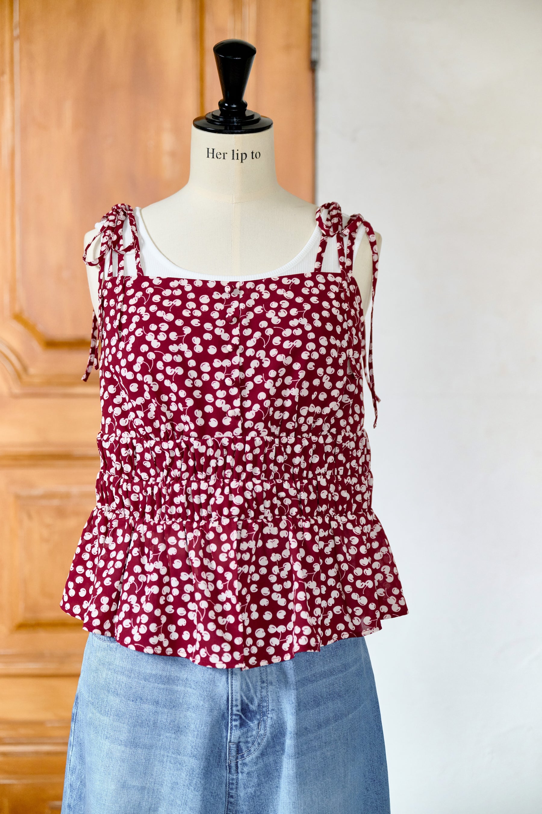 Cherry Pattern Strap Top