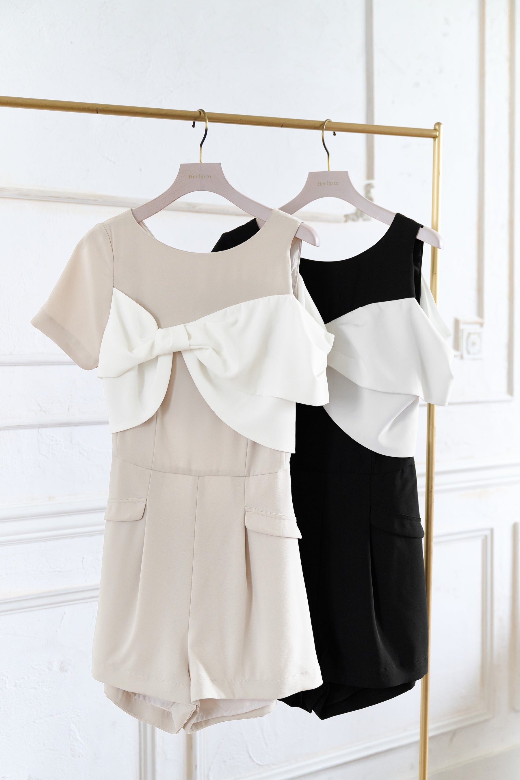 Bicolor Ribbon-Motif Romper
