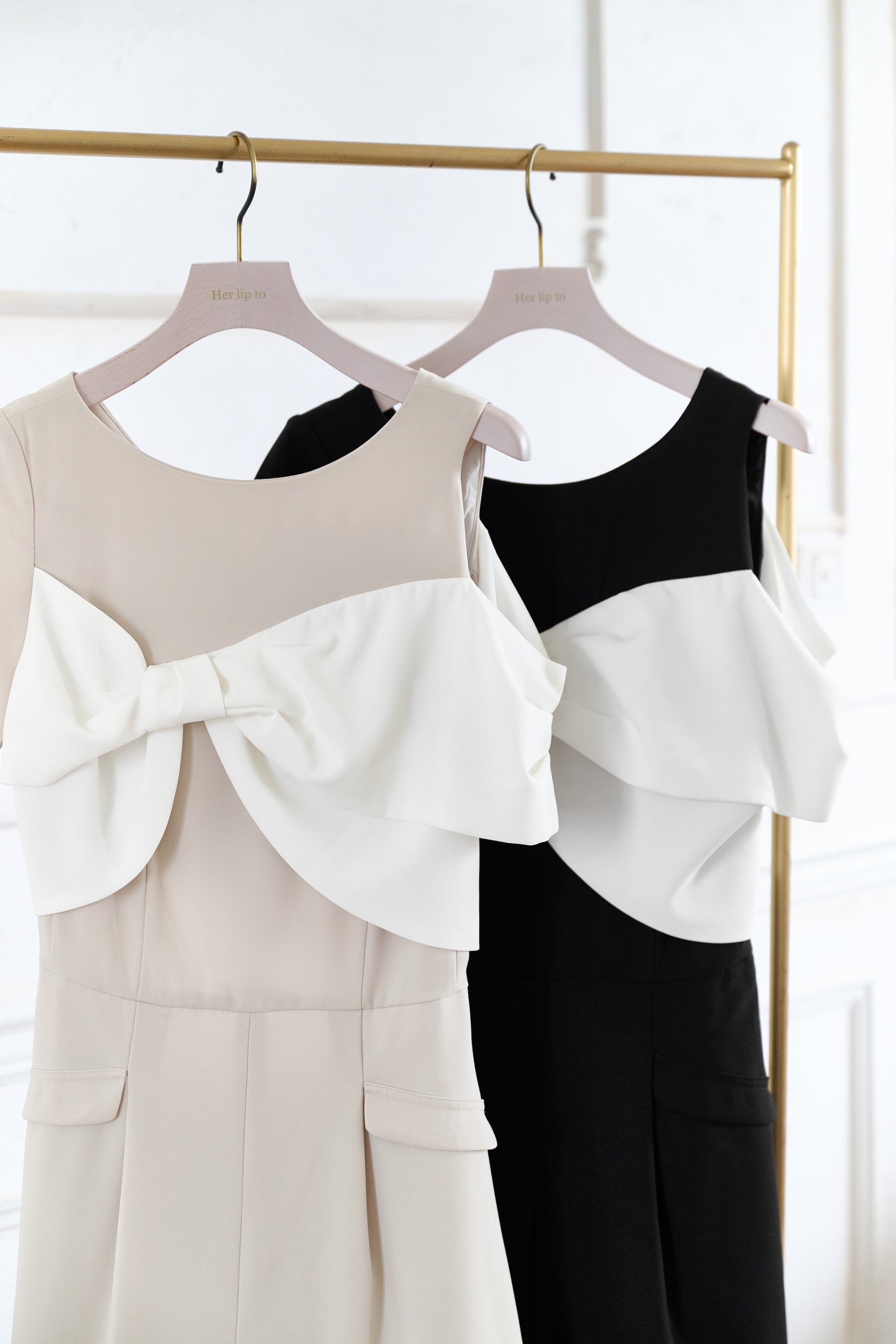 Bicolor Ribbon-Motif Romper