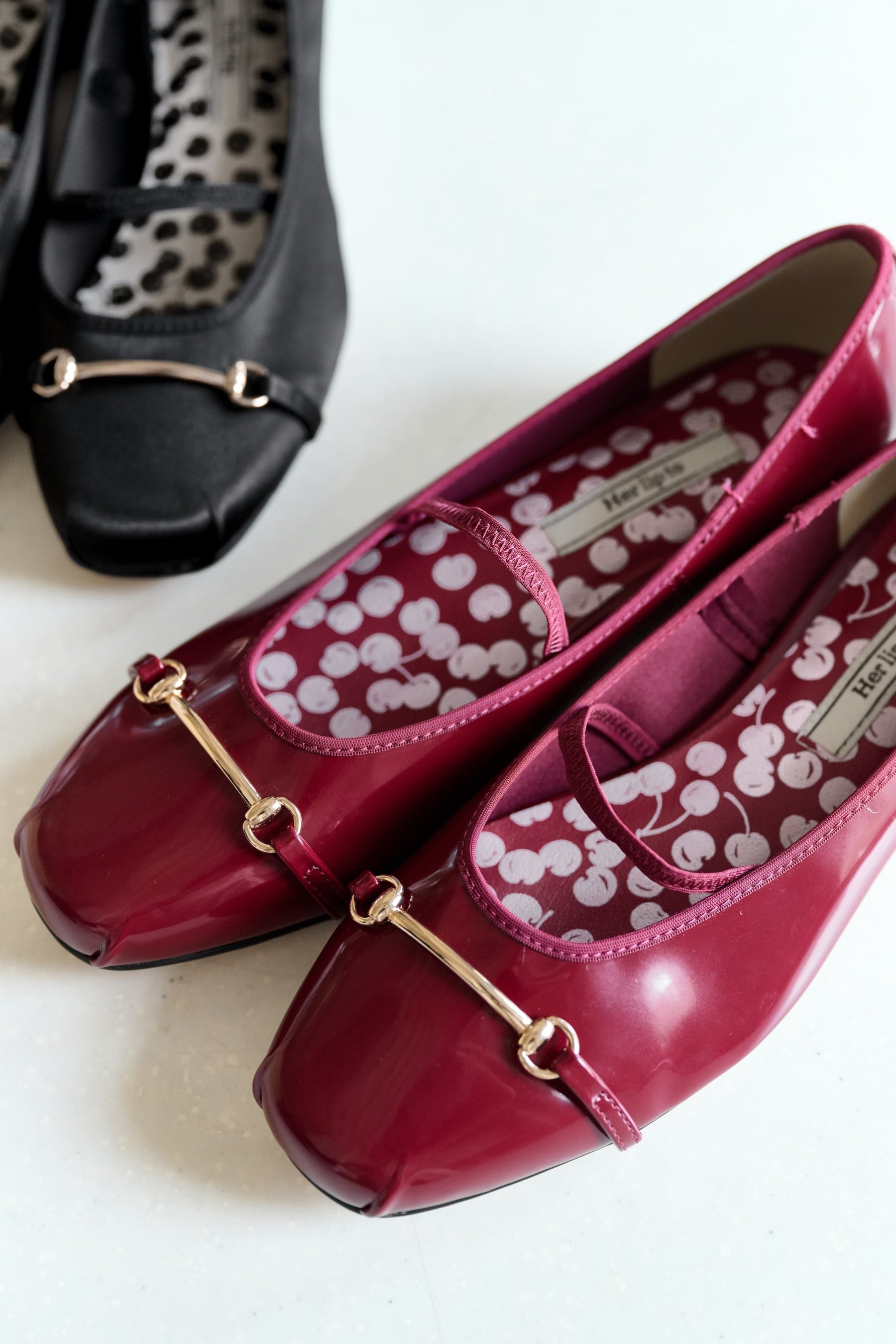 【6月中旬発送】Cherry-Patterned Mary Jane Flats