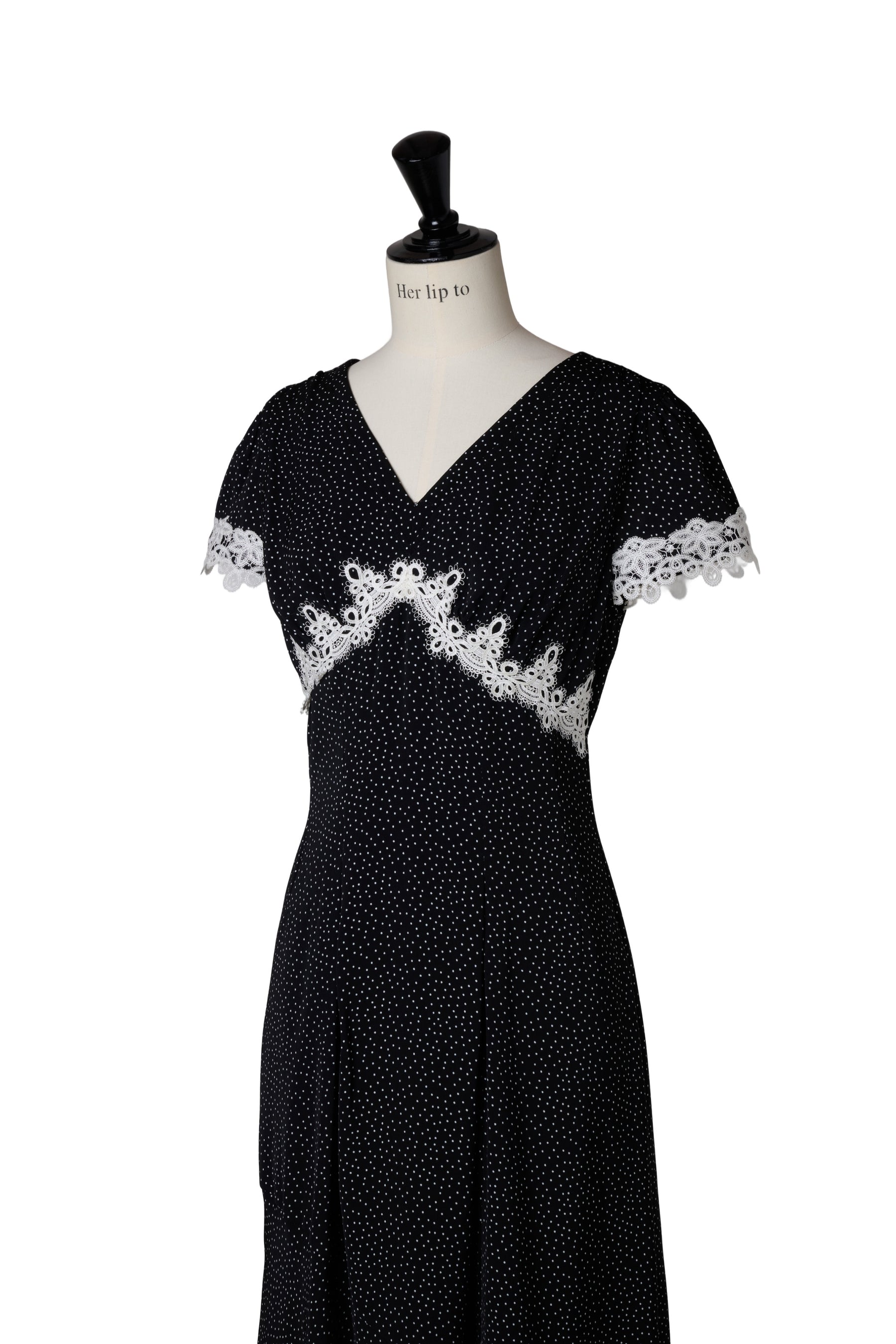 Polka-Dot Lace-Trim Dress