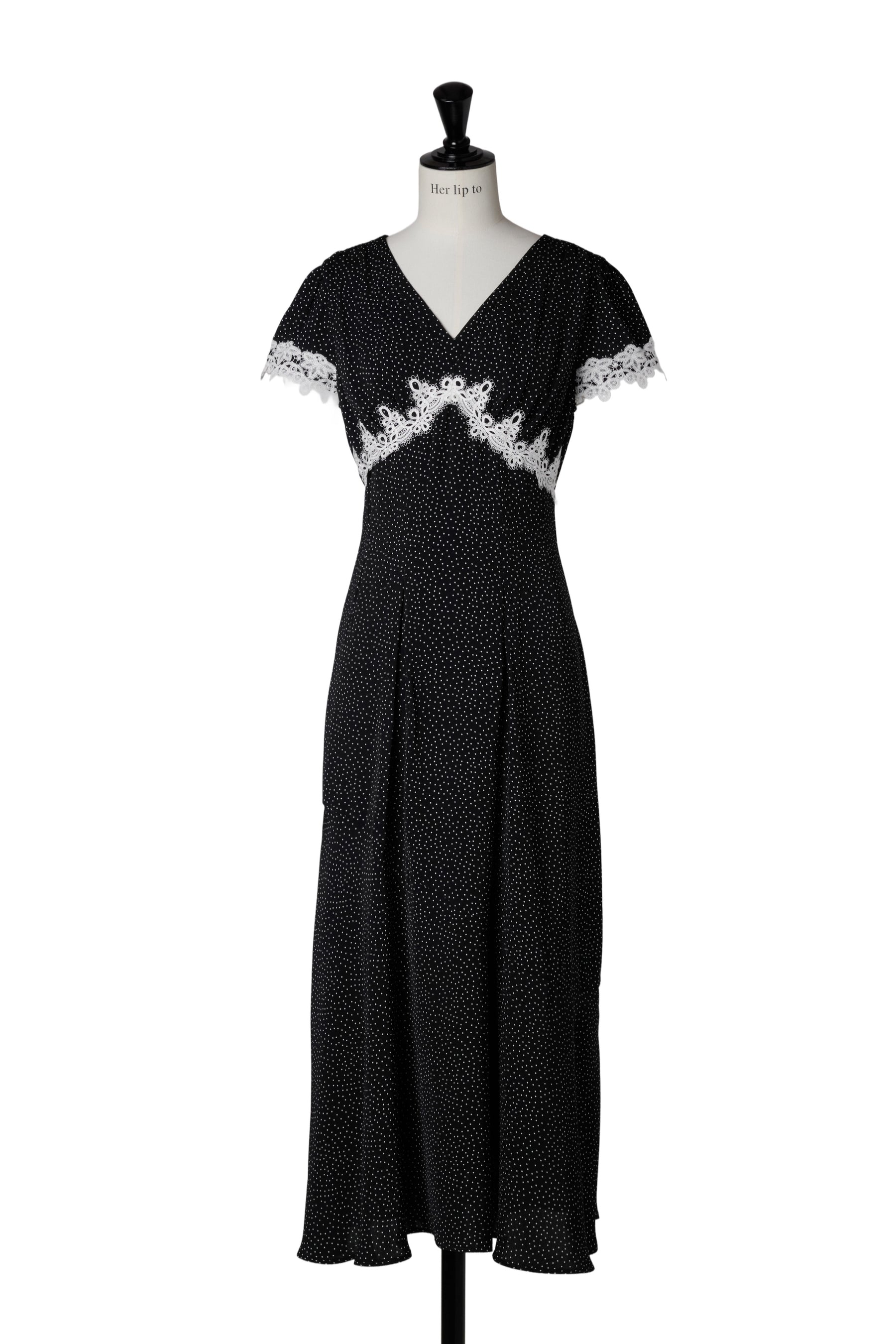 Polka-Dot Lace-Trim Dress