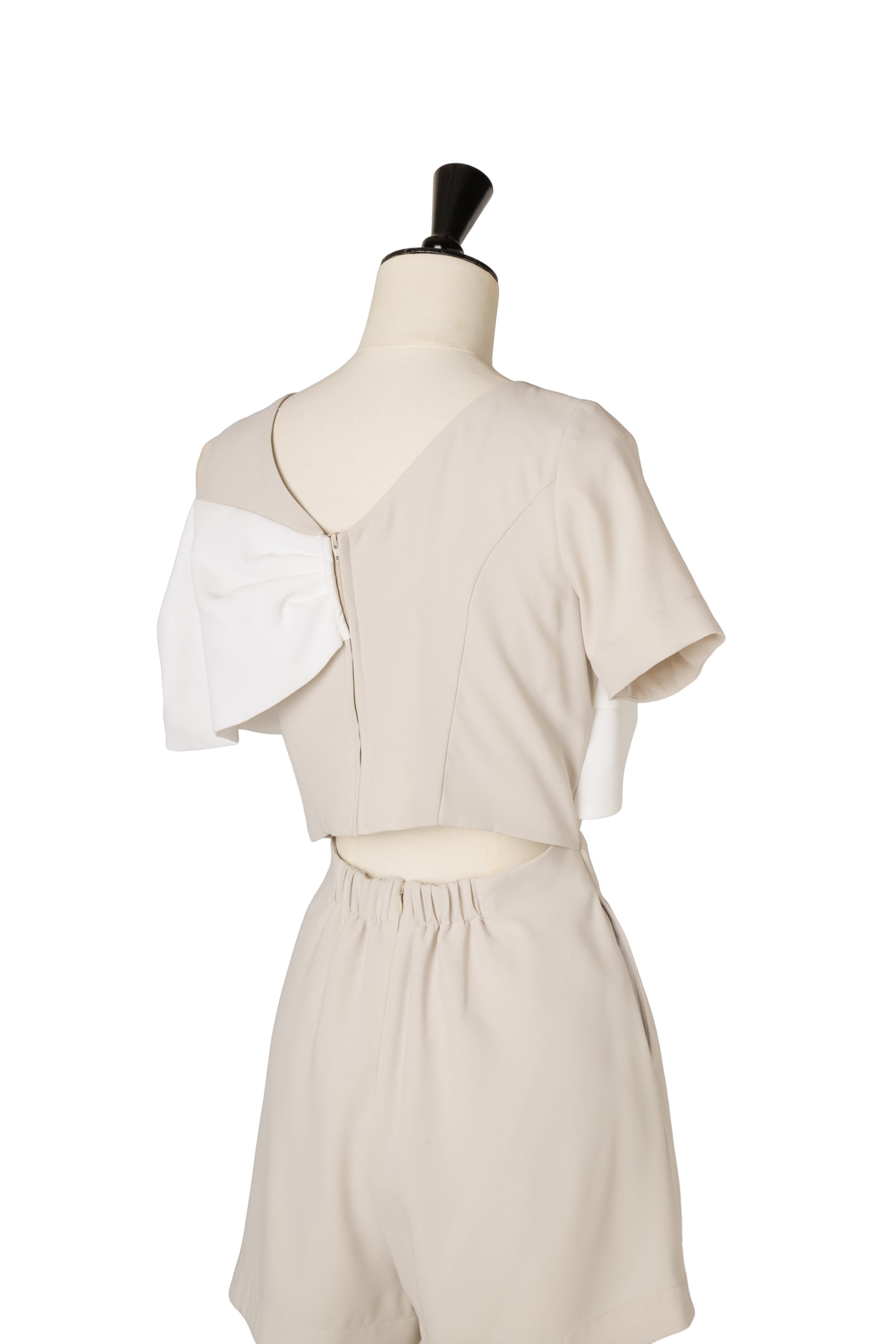 Bicolor Ribbon-Motif Romper