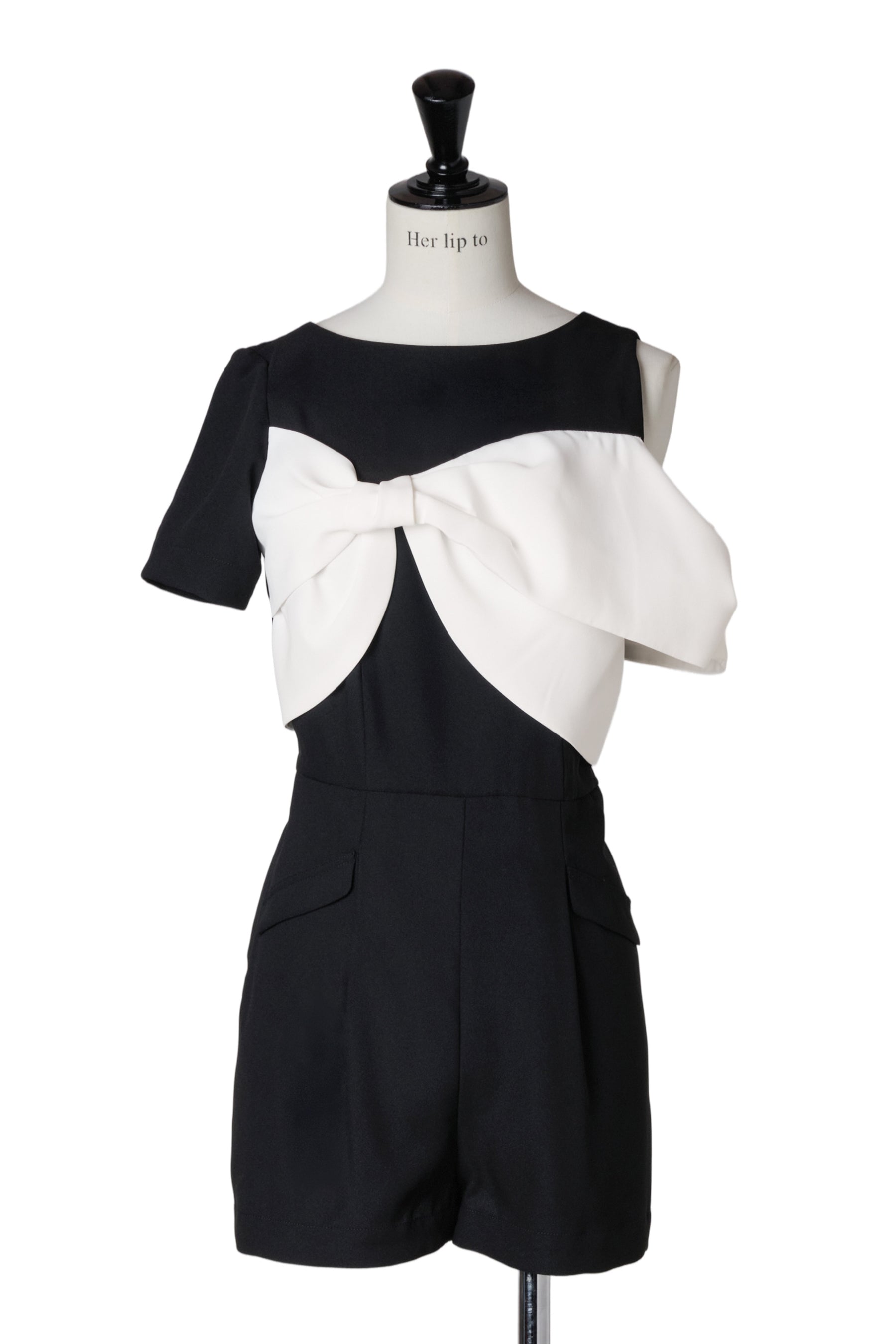 Bicolor Ribbon-Motif Romper