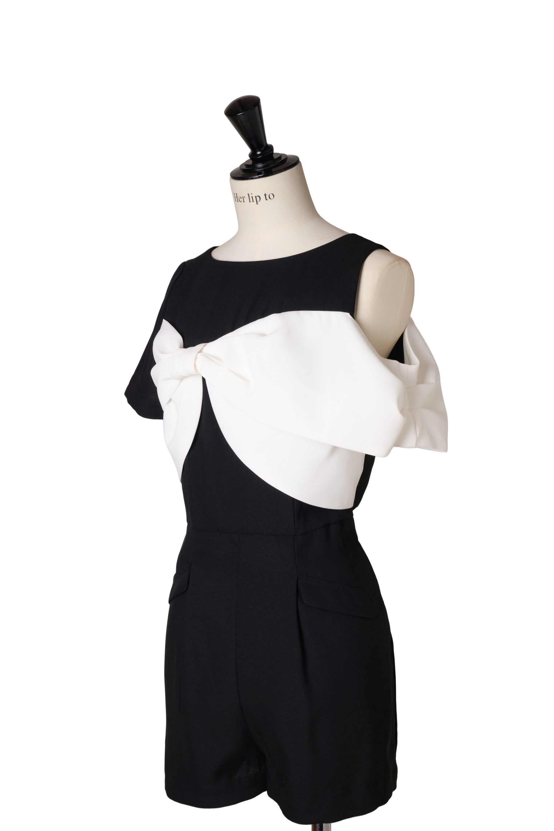 Bicolor Ribbon-Motif Romper