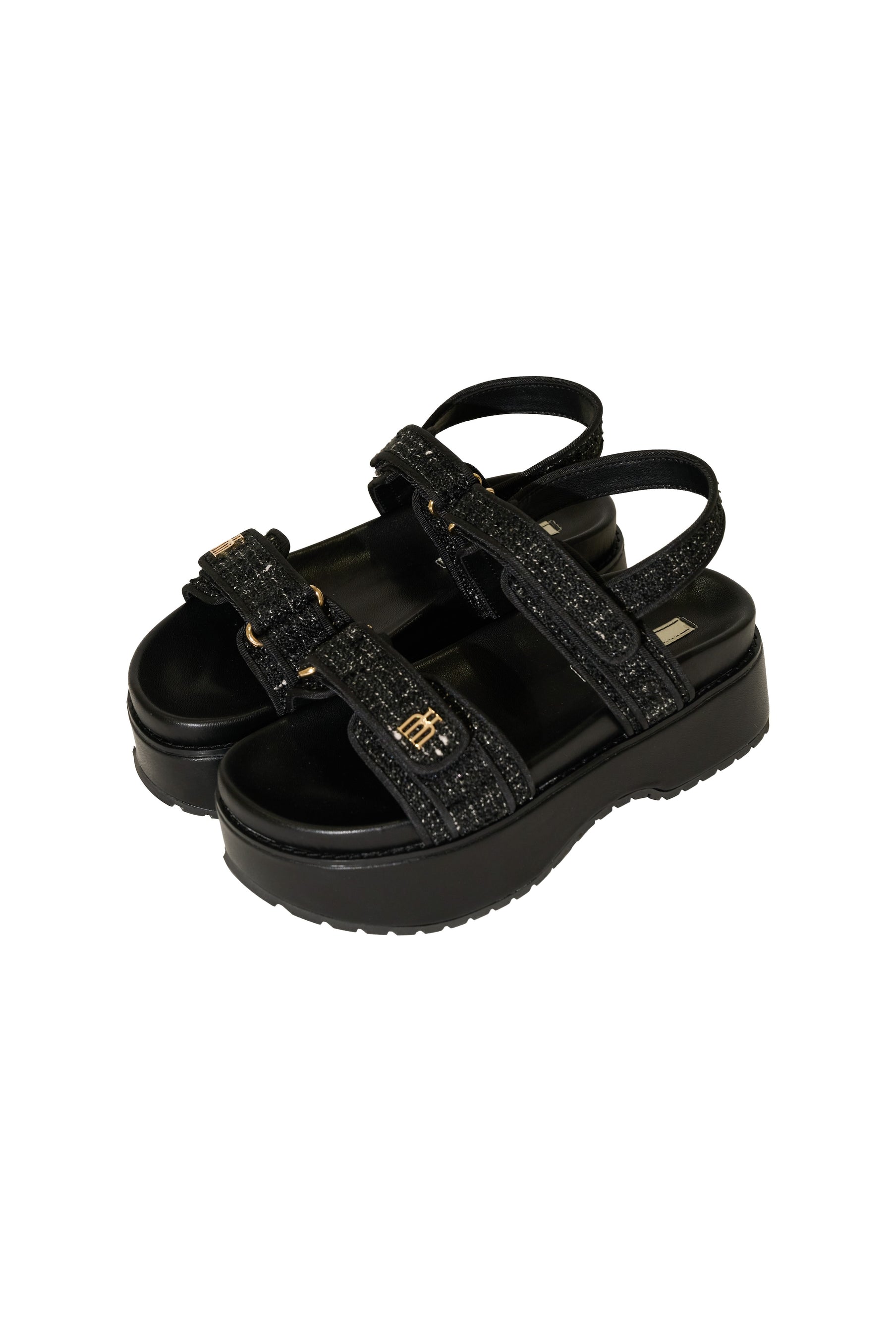【6月下旬発送】Trois Tweed Platform Sandals