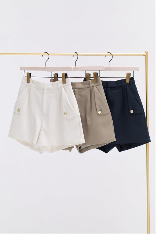 Gold Button Flap Shorts