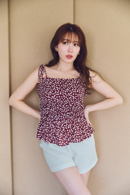 【新色】Cherry Pattern Strap Top
