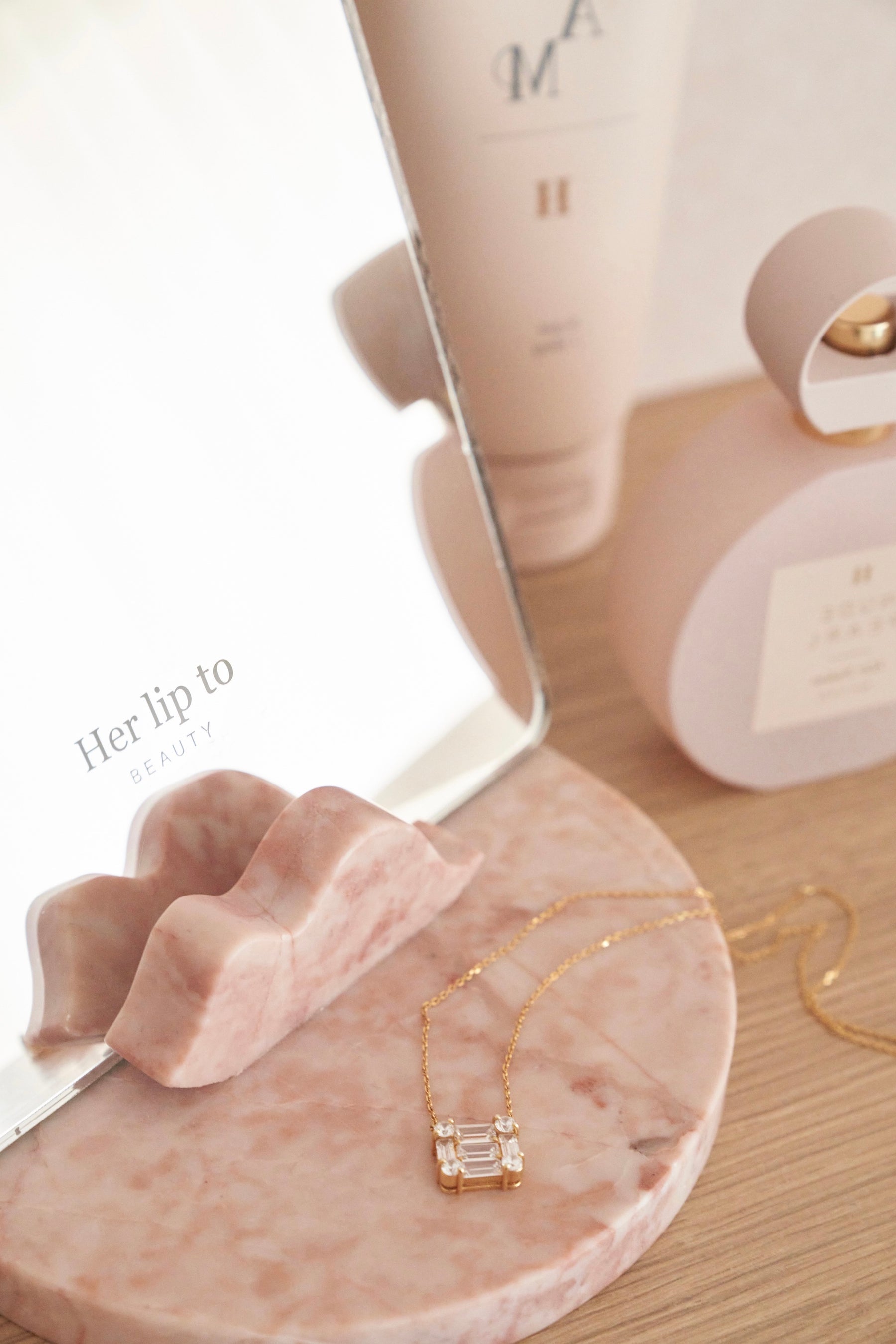 HLT ROSE MARBLE MIRROR TRAY