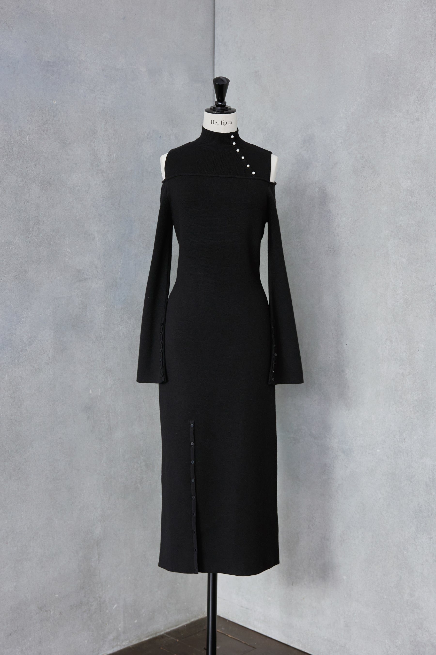 Cut-Out Shoulder Knit Dress