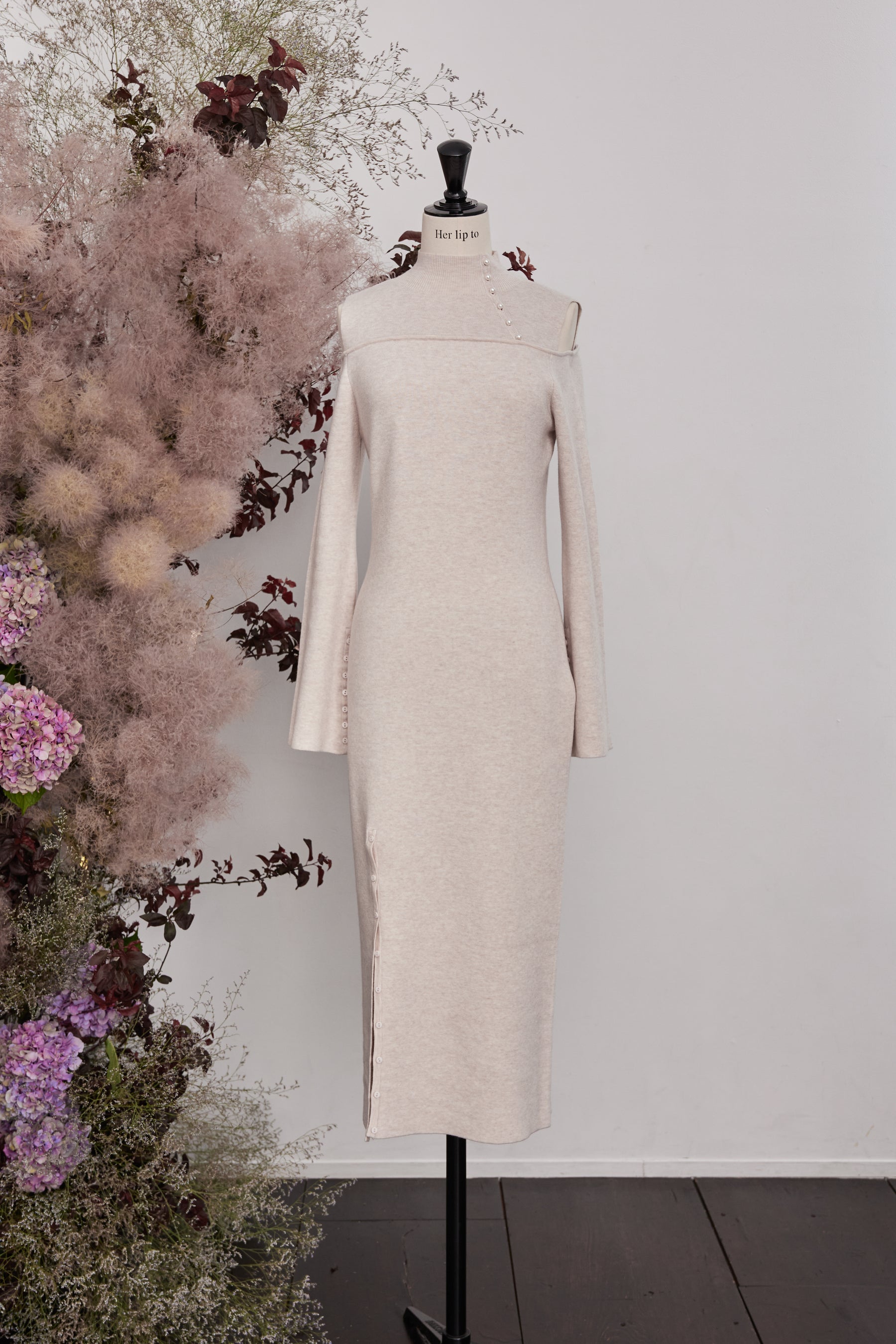 Cut-Out Shoulder Knit Dress