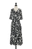 Monotone Floral Slit Sleeve Dress