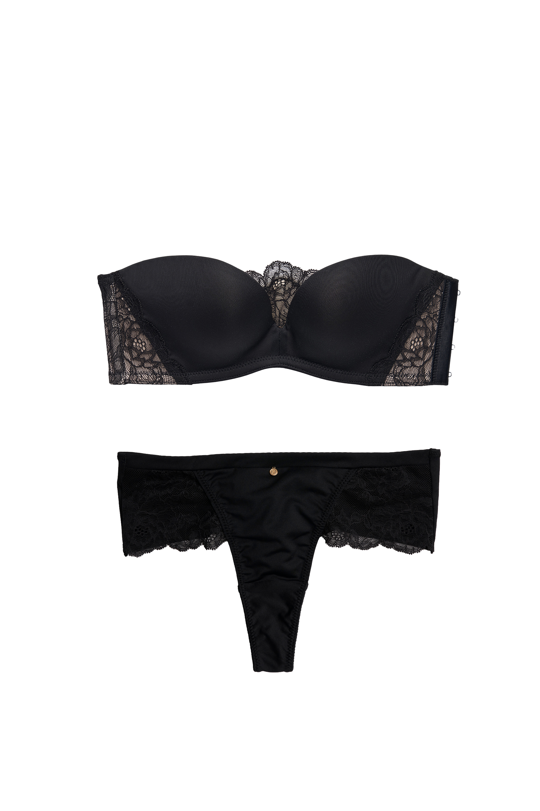 【black】【Thong】Strapless Bra Set