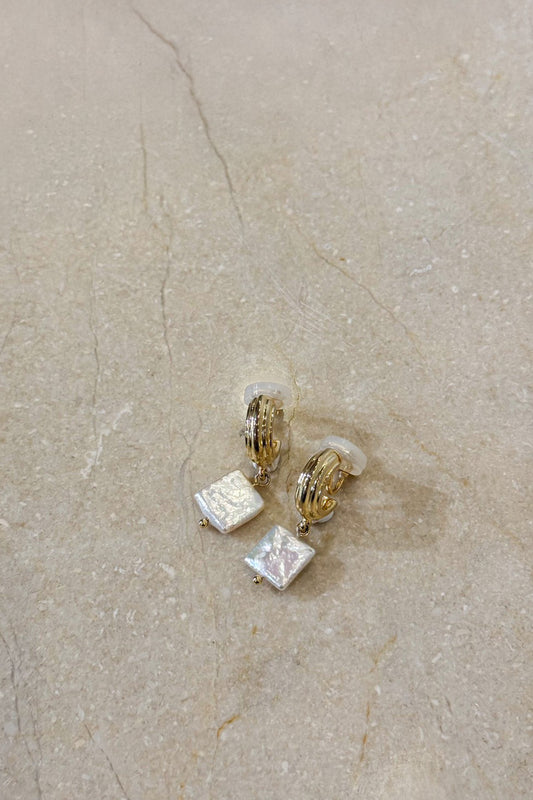 Square Pearl Drop Earrings