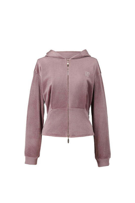 ★★★Off-Duty Sculpt Velour Zip Hoodie