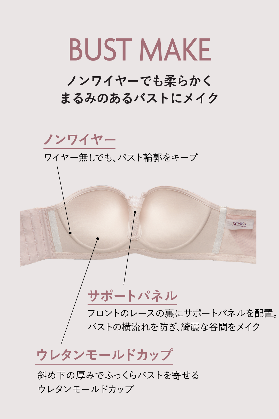 Everyday Essential Strapless Bra ズレないストラップレスブラ ノンワイヤー シームレス