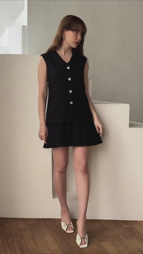 Tweed Pleated Mini Dress