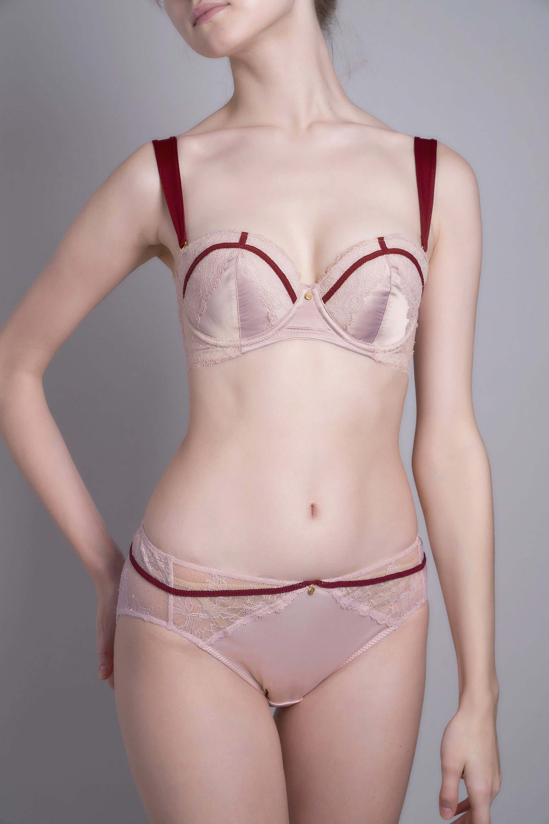 Ribbon Leavers Lace Bra Set