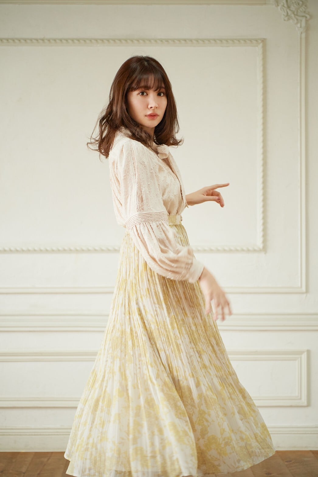 herlipto Pleated Chiffon Long Skirt ミモザ | bluesandsacademy.org