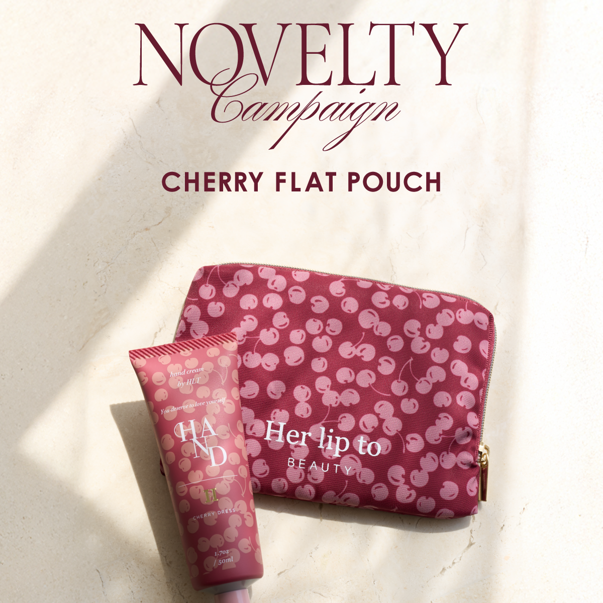 Herlipto the cherry trio set +ノベルティ Novelty】CHERRY FLAT POUCH