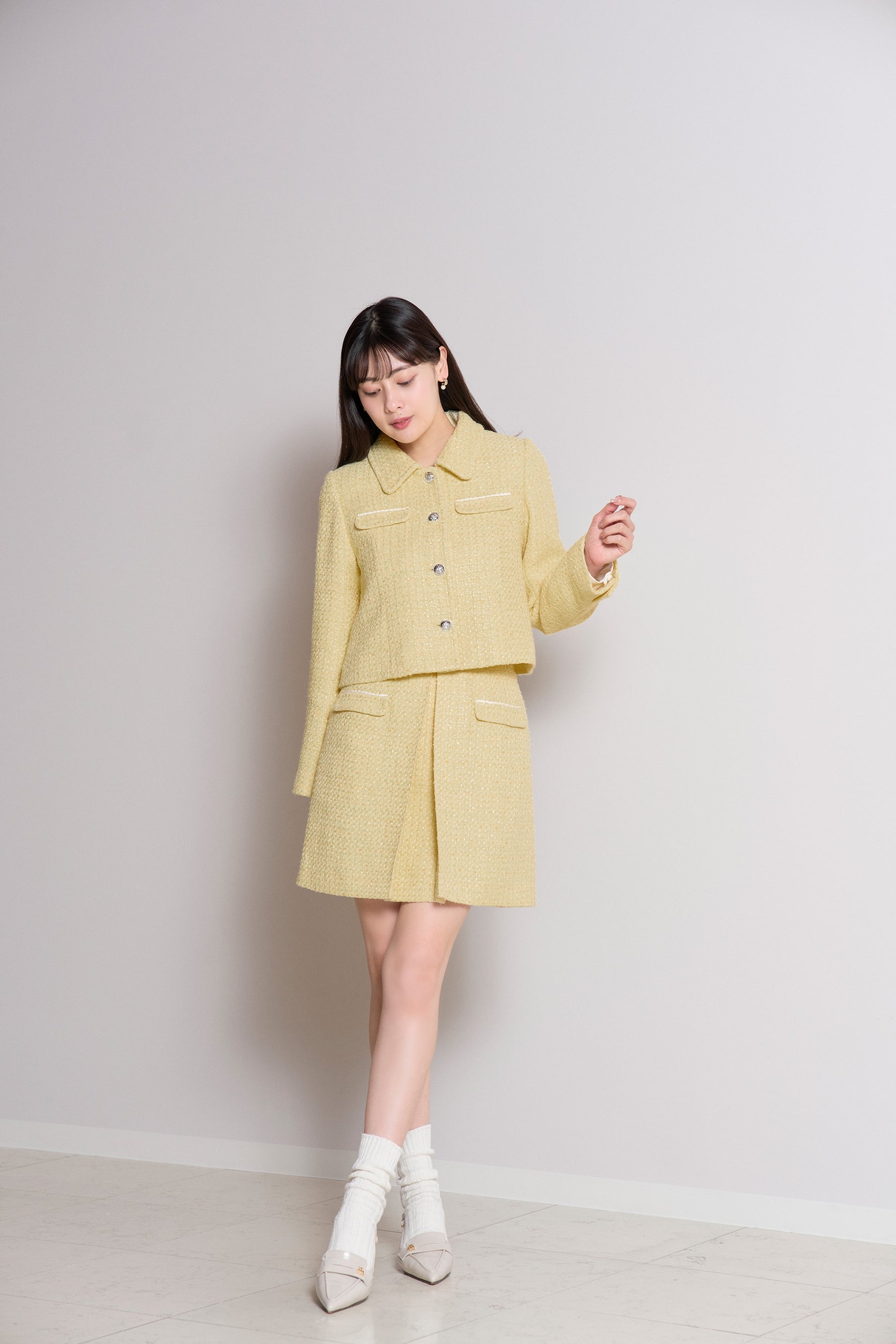 [Mid-March shipping] [lemon] Shimmer Tweed Jacket