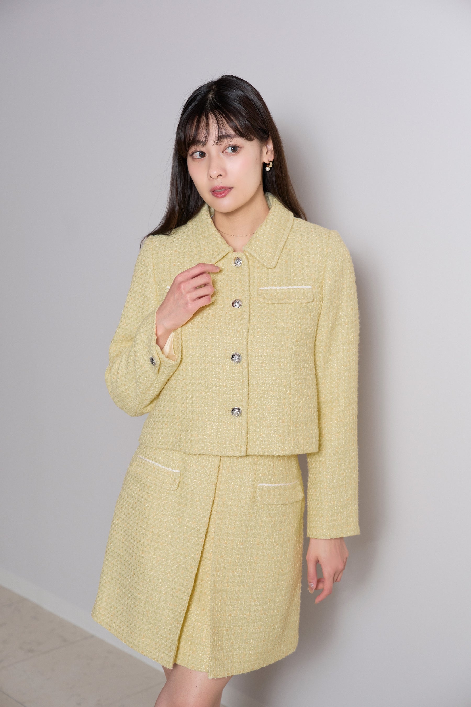 [Mid-March shipping] [lemon] Shimmer Tweed Jacket