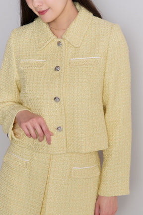 [Mid-March shipping] [lemon] Shimmer Tweed Jacket