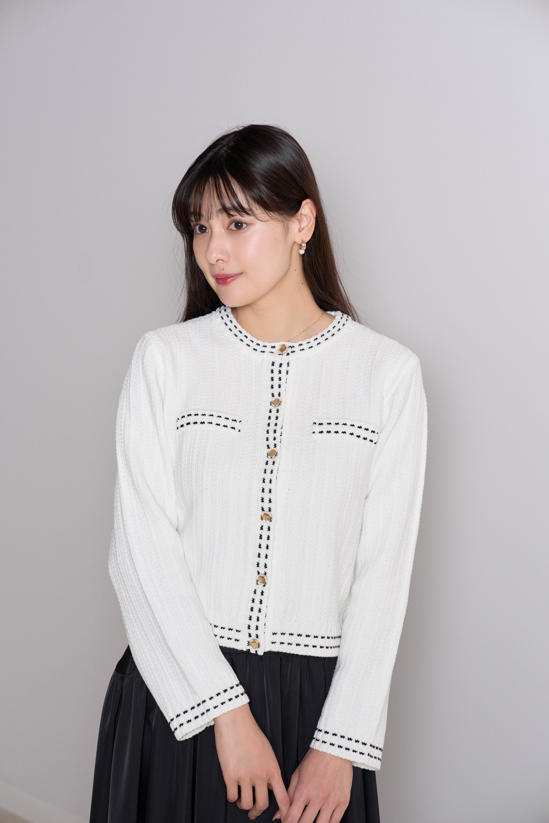 [Shipping in mid-February] Cotton-Blend Jacquard Cardigan