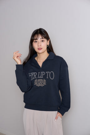 Embroidery Polo Sweatshirt