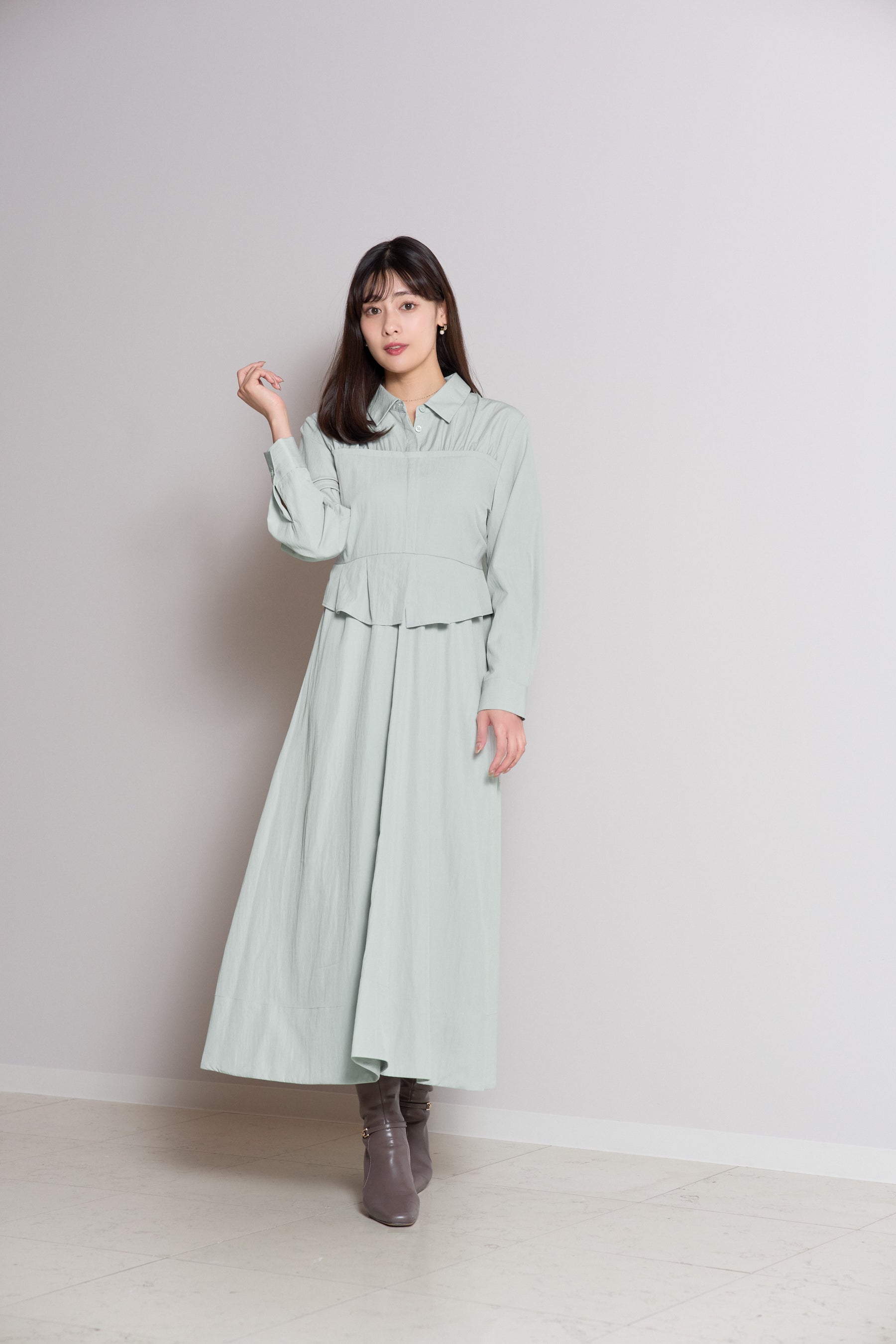 Peplum Poplin Shirt Dress