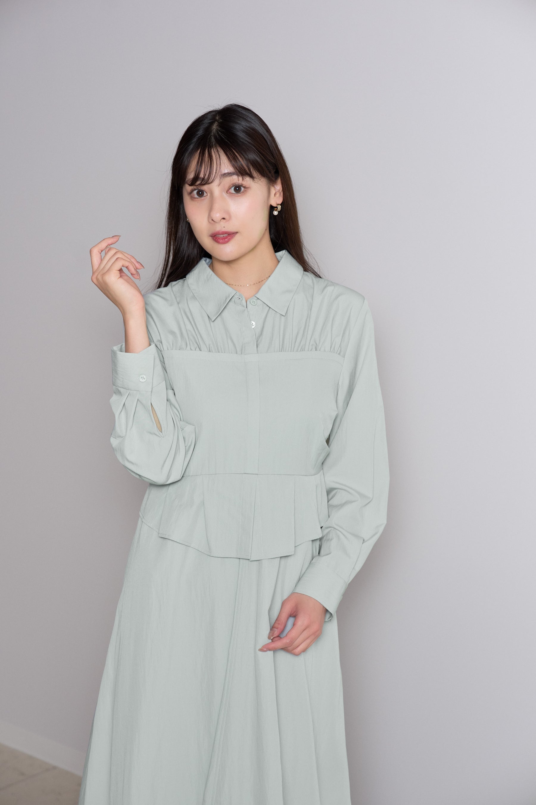 Peplum Poplin Shirt Dress