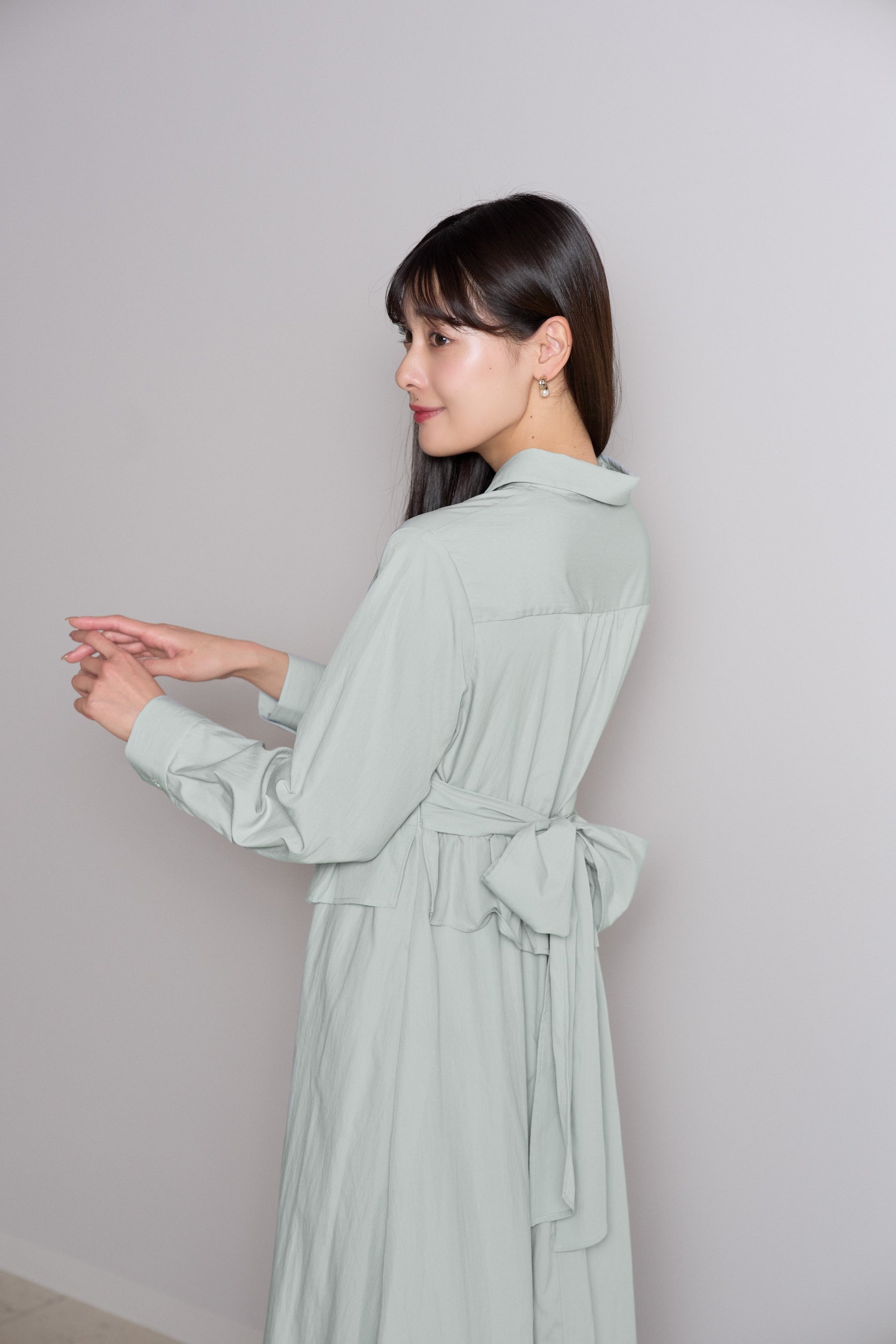 Peplum Poplin Shirt Dress