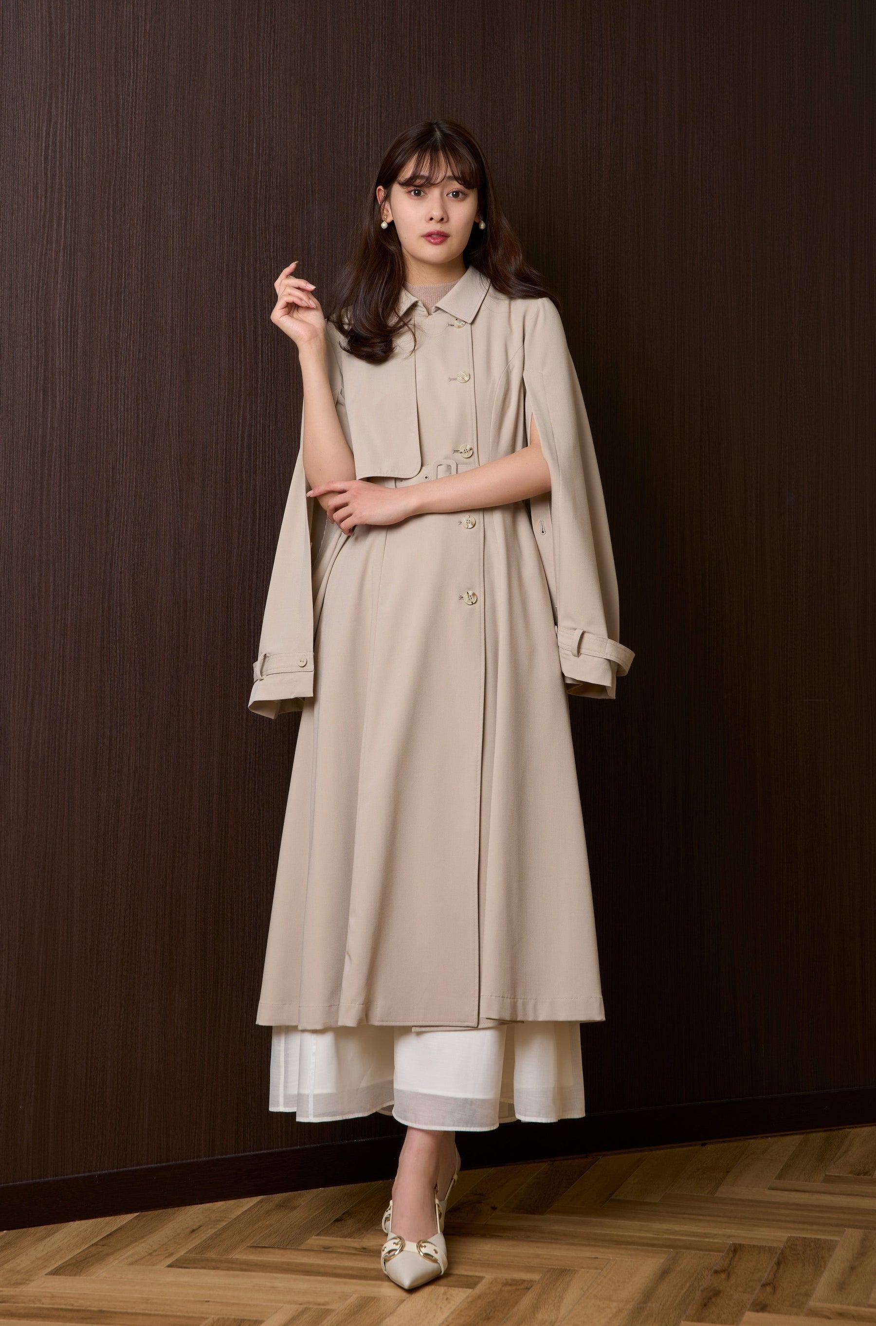 【Herlipto】Classic Open Sleeve Dress Coatベルト