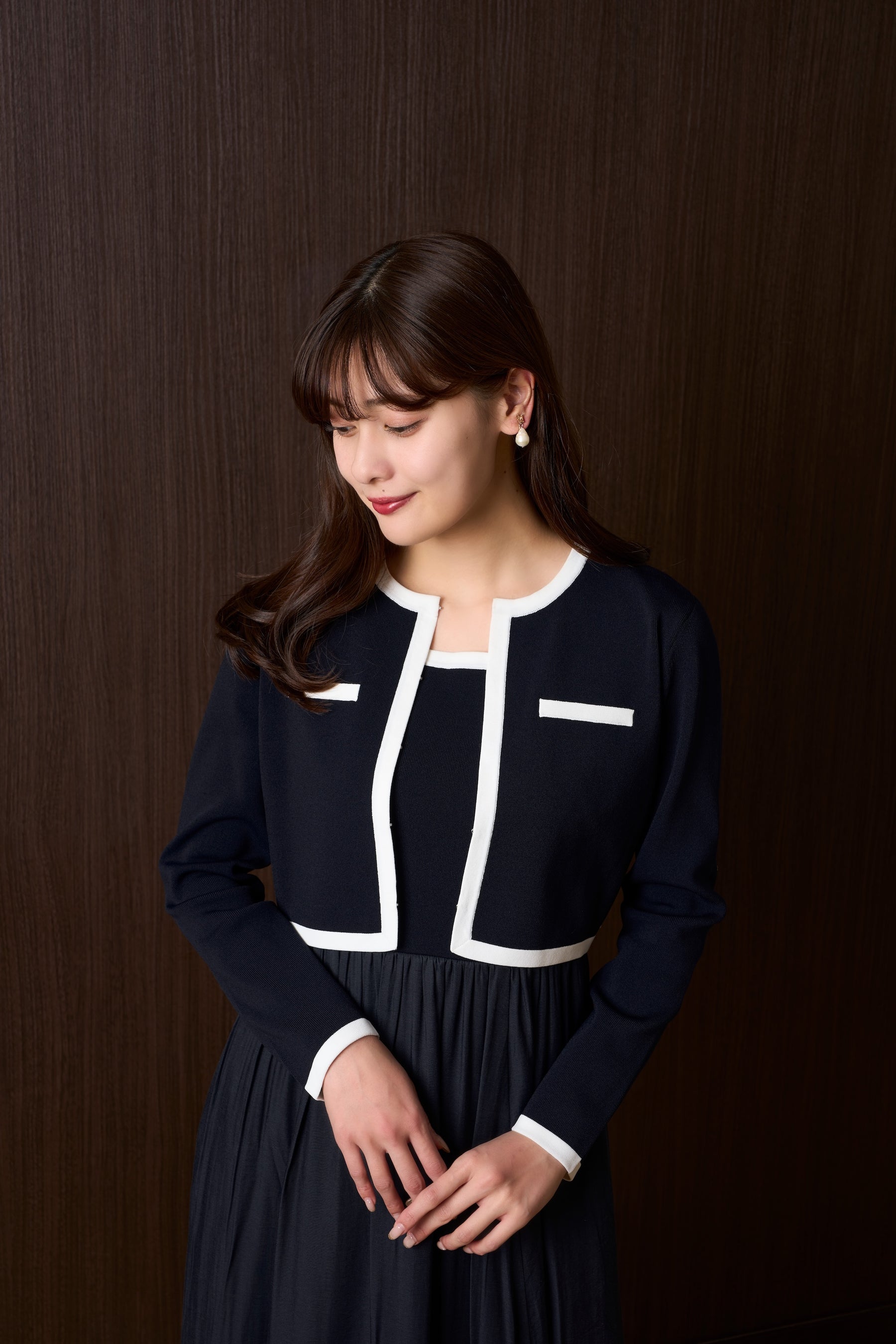 【4月下旬發送】Bicolor Knit Dress Set