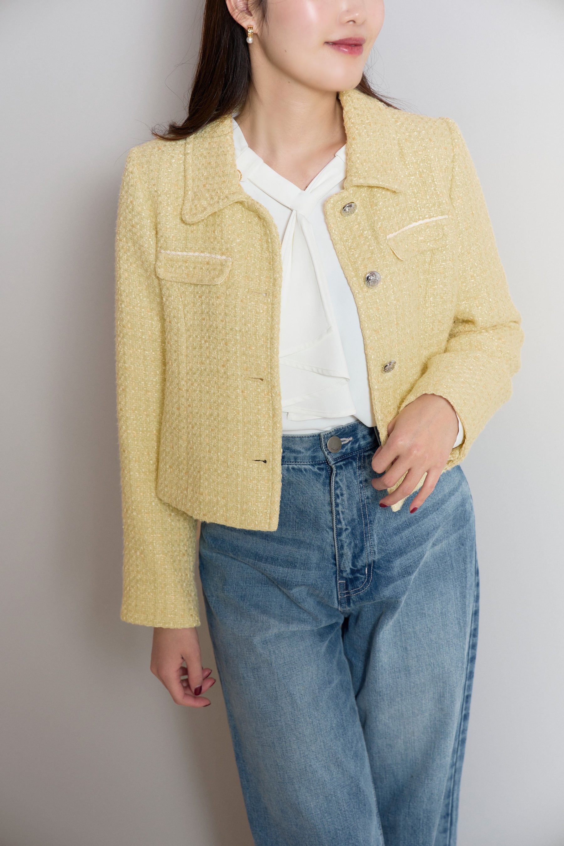 [Mid-March shipping] [lemon] Shimmer Tweed Jacket