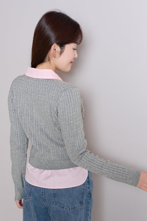 Layered Cable Knit Cardigan