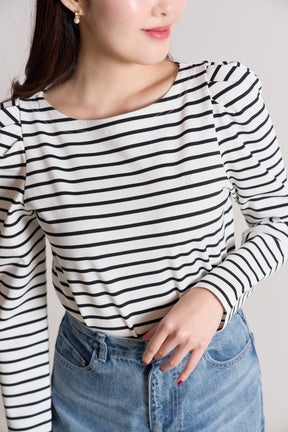 Tuck Sleeve French Stripe Top