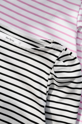 Tuck Sleeve French Stripe Top