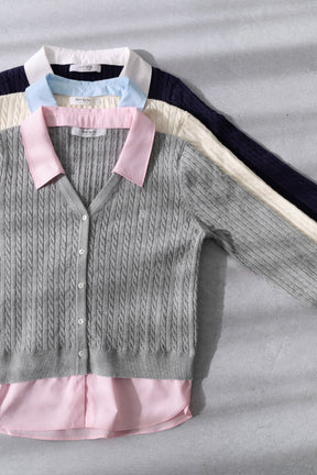 Layered Cable Knit Cardigan